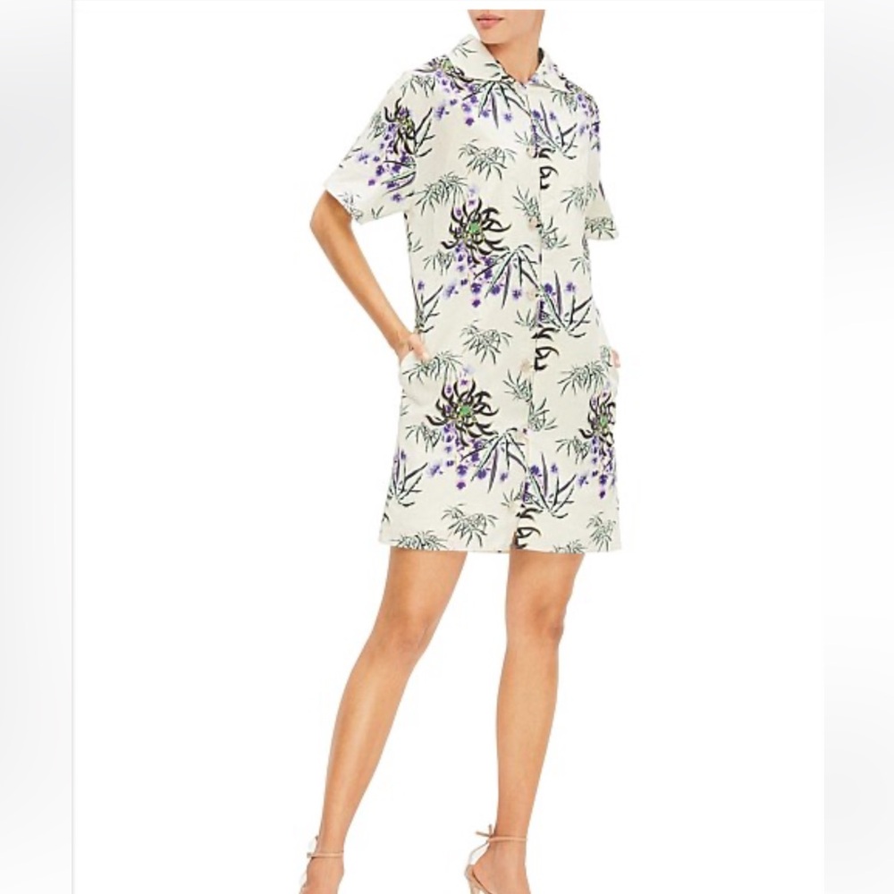 Kenzo Women’s Tunic Short Sleeves Floral Print Polo Dress Sz 36